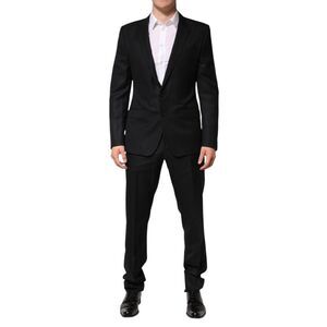 Dolce & Gabbana Black Jacquard Single Breasted 2 Piece Men's Suit